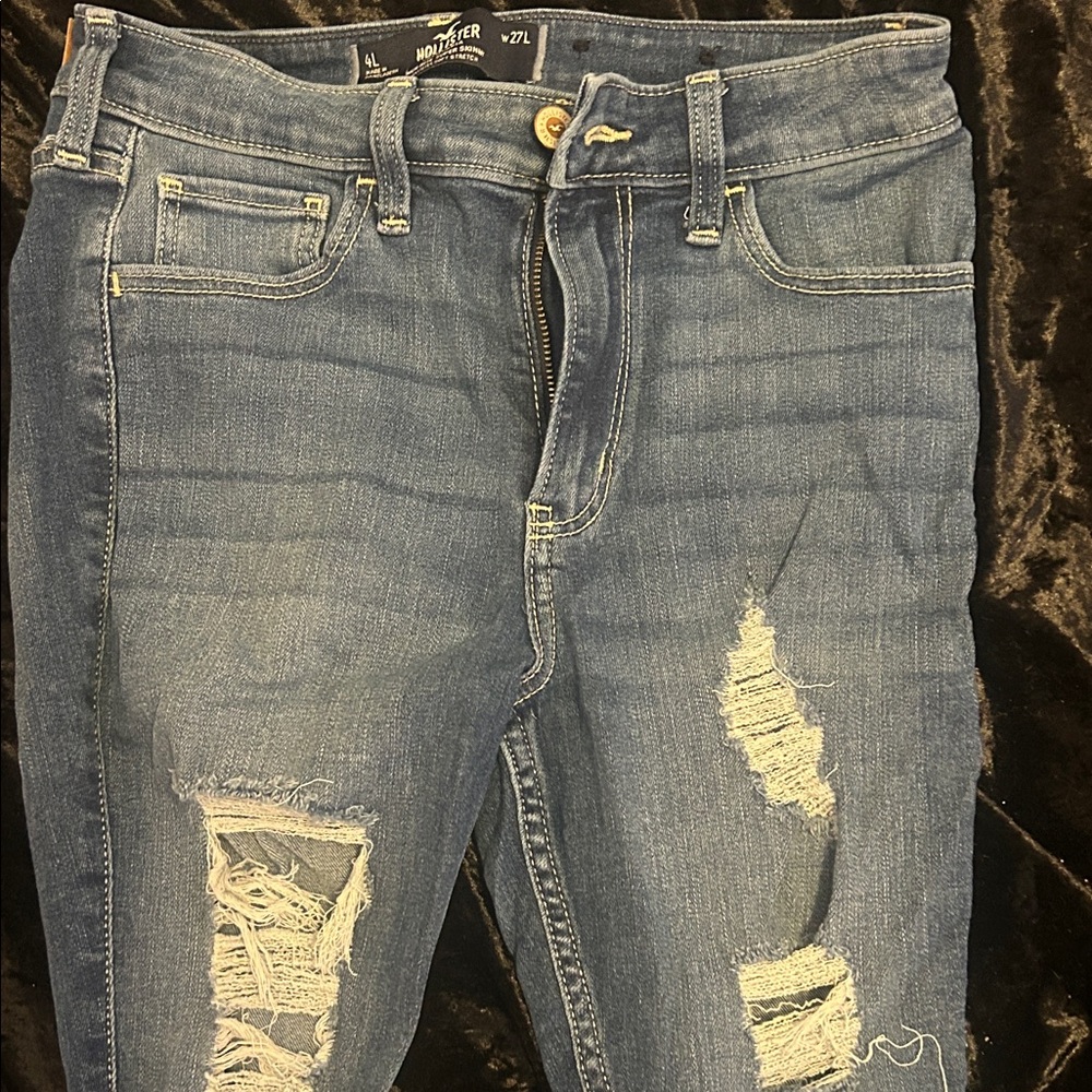 Hollister Blue Distressed Skinny Jeans